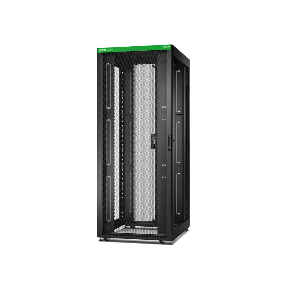 APC Baie EasyRack 800mm/42U/1000mm avec toit, sans panneau latéral, roulettes, noir - Neuf