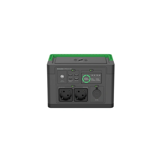 Schneider OffGrid 330 - Centrale électrique portable - LCD, lithium-ion, 2 prises schuko CEE 7/3, onde sinusoïdale, 3 USB-A, 1 U