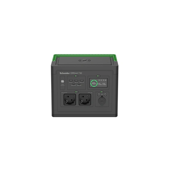 Schneider OffGrid 730 - Centrale électrique portable - LCD, lithium-ion, 2 prises schuko CEE 7/3, onde sinusoïdale, 3 USB-A, 1 U