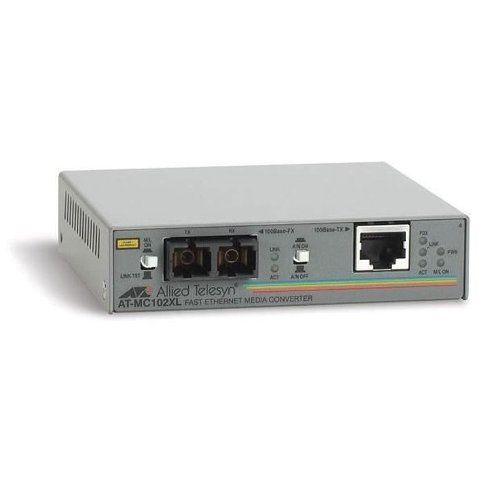 Convertisseur de média - ALLIED TELESIS - AT MC102XL - 100Mb LAN - 100Base-FX - SC multi-mode/RJ-45