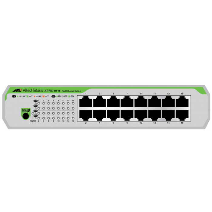 Allied Telesis AT-FS710/16-50 Non-géré Fast Ethernet (10/100) 1U Vert, Gris - Neuf