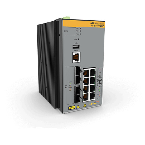 Allied Telesis AT-IE340-12GP-80 Géré L3 Gigabit Ethernet (10/100/1000) Connexion Ethernet, supportant l'alimentation via ce port