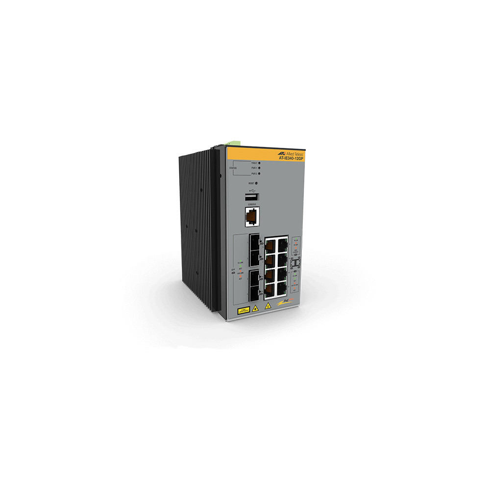 Allied Telesis AT-IE340-12GP-80 Géré L3 Gigabit Ethernet (10/100/1000) Connexion Ethernet, supportant l'alimentation via ce port