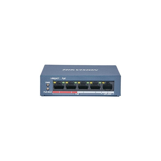 Value Series DS-3E0105P-E/M(B) - Commutateur - non géré - 4 x 10/100 (PoE+) + 1 x 10/100 (liaison montante) - de bureau - PoE+ (