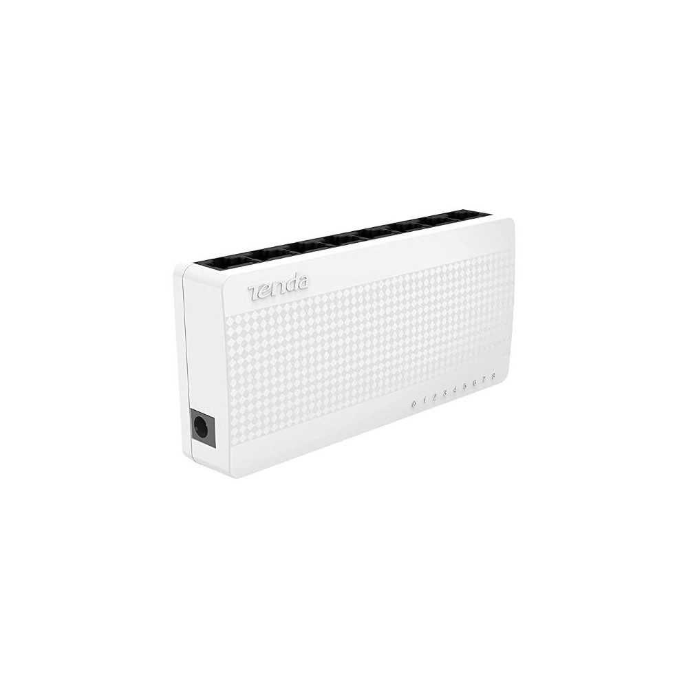 Tenda - S108 Switch Sdoppiatore Ethernet 8 Porte Plug & Play Colore Bianco 220v Con Supporto Al Muro