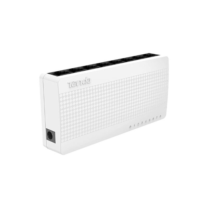 Tenda - S108 Switch Sdoppiatore Ethernet 8 Porte Plug & Play Colore Bianco 220v Con Supporto Al Muro