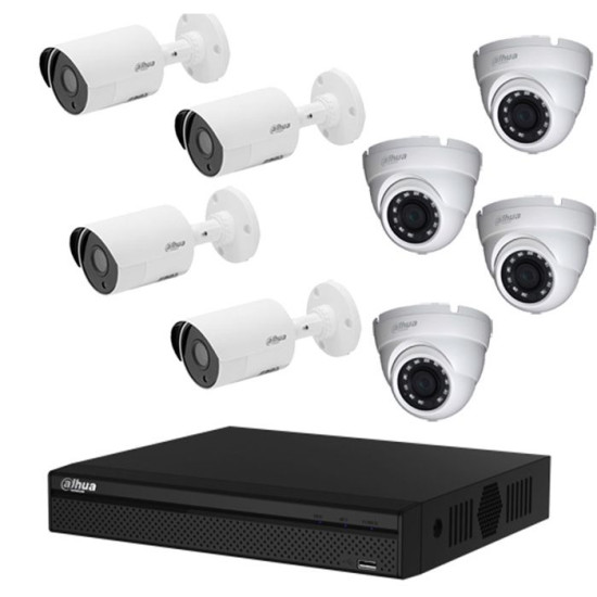 DAHUA Pack de vidéosurveillance CVI 8 caméras dont 4 dômes - sans HDD