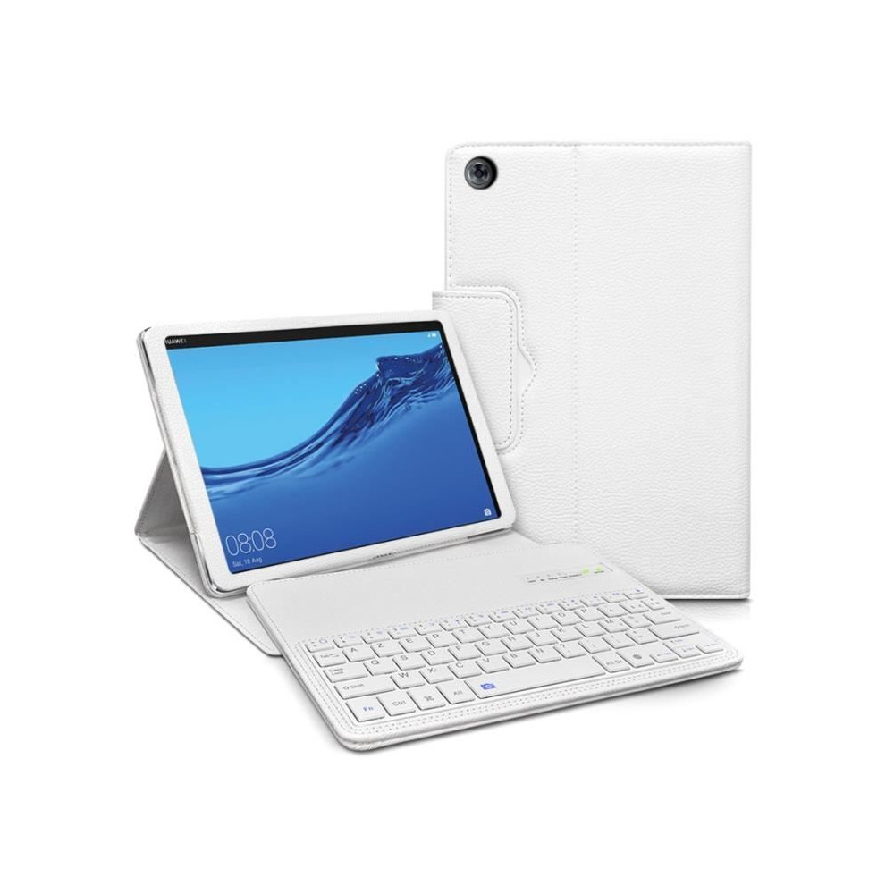 Étui de Protection - Huawei - Mediapad M5 Lite 10.1 - Clavier Bluetooth Azerty - Blanc - Synthétique