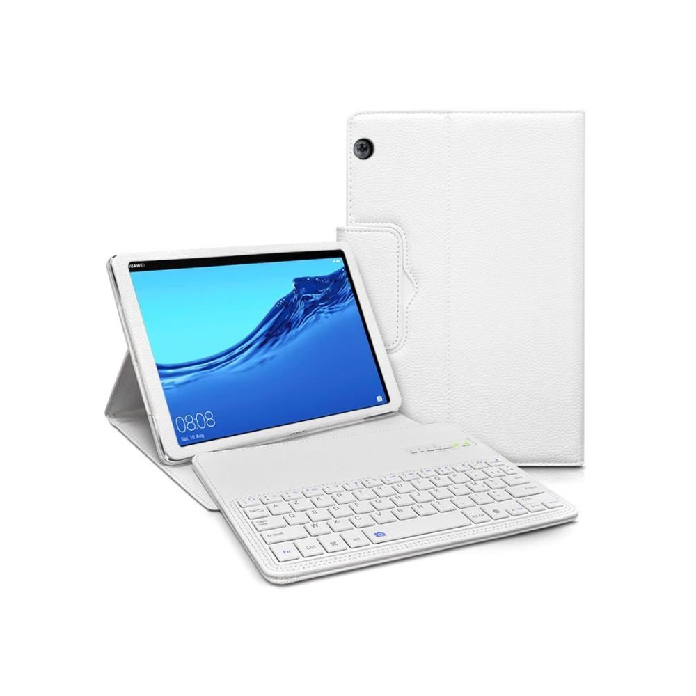 Étui de Protection - Huawei - Mediapad T5 - Clavier Bluetooth Azerty - 10.1 Pouces - Blanc