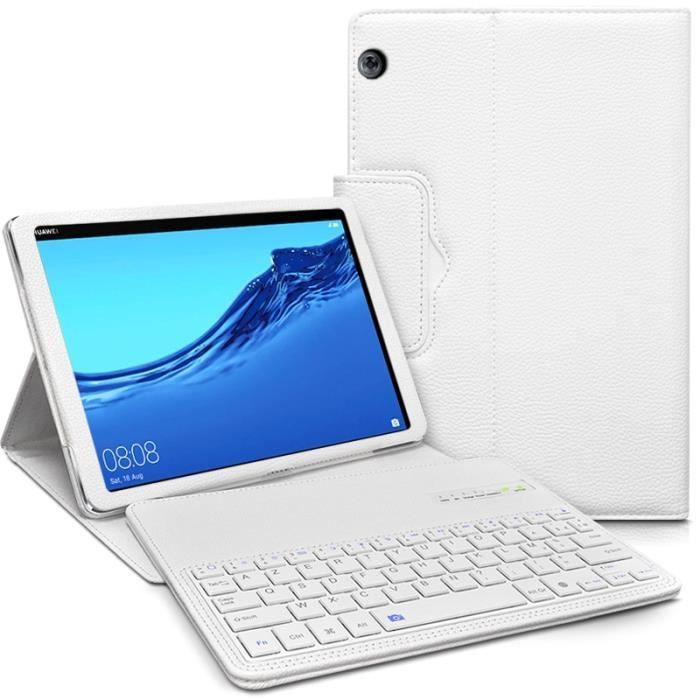 Étui de Protection - Huawei - Mediapad T5 - Clavier Bluetooth Azerty - 10.1 Pouces - Blanc