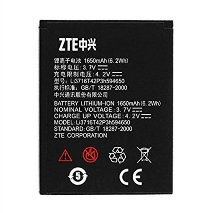 Batterie ZTE LI3716T42P3H594650 1650 mAh Lithium Ion