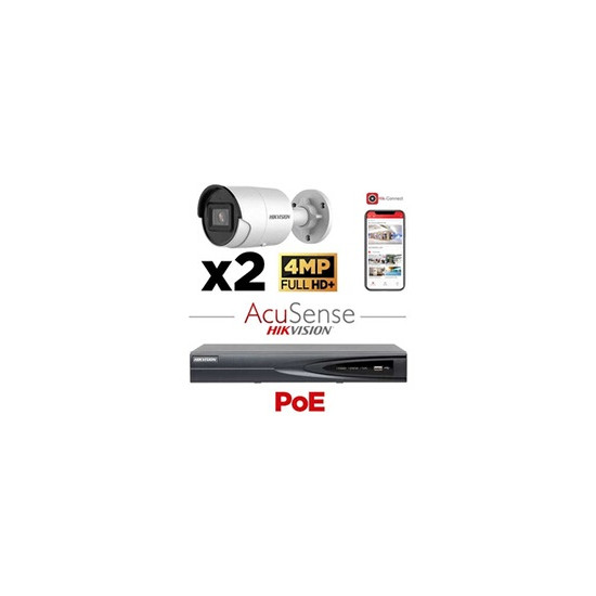 Kit vidéosurveillance 2 caméras 4MP H265+ intelligence artificielle AcuSense vision de nuit 40 mètres EXIR 2.0