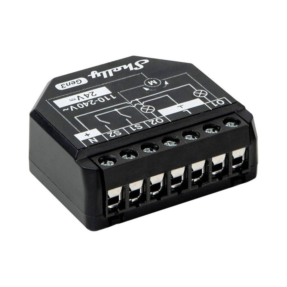 Shelly - 2PM GEN3 - interrupteur volet roulant connecté, 2-CANAUX - 16 a, wi-fi & bluetooth, compteur de consommation intégré, a