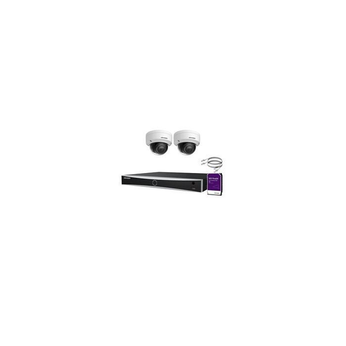 IP-Kit 2x Caméra 8MP IR / Essential Serie - 2x DS-2CD2183G0-IU Caméra Dôme Audio IR Standard 30m - enregistreur NVR DS-7604NXI-K