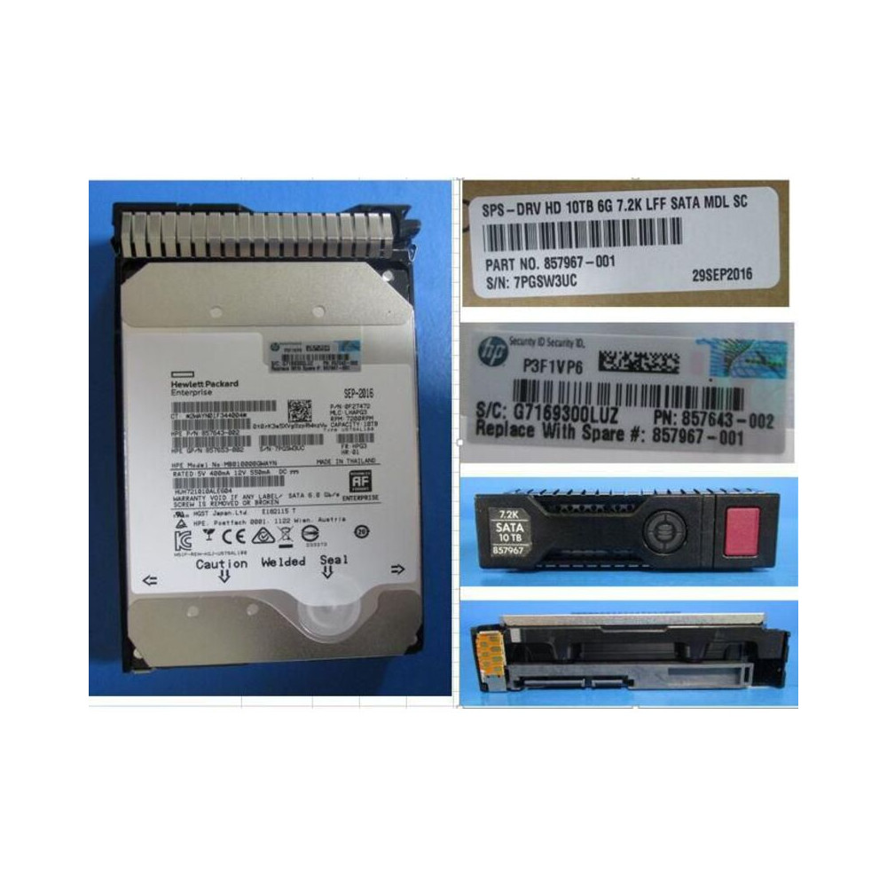 Hewlett Packard Enterprise Hd 10tb 6g 7.2k Lff Sata Mdl Sc, 857648-b21 (sc) (857967-001)