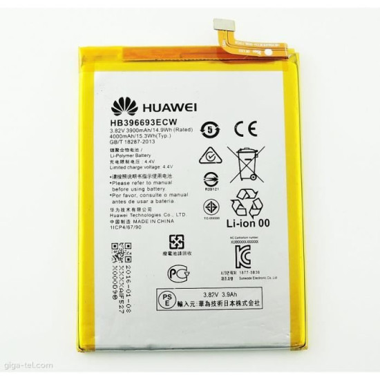 Batterie - HUAWEI - HB396693ECW - 4000mAh - Lithium Ion - Compatible Huawei Mate 8