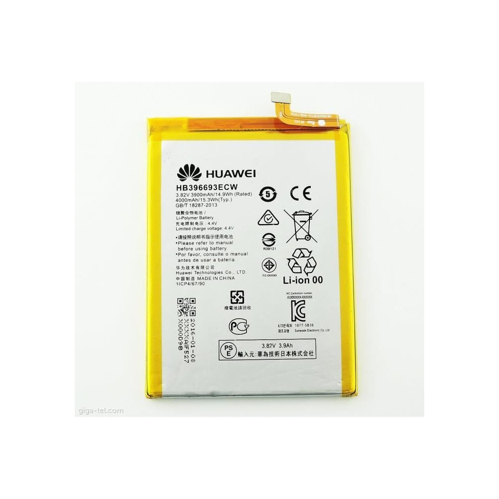 Batterie - HUAWEI - HB396693ECW - 4000mAh - Lithium Ion - Compatible Huawei Mate 8