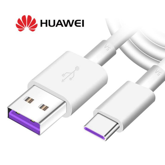 Câble de charge rapide Huawei USB Type C HL1289 AP71 5A 1 mètre Blanc pour Huawei P20 Pro