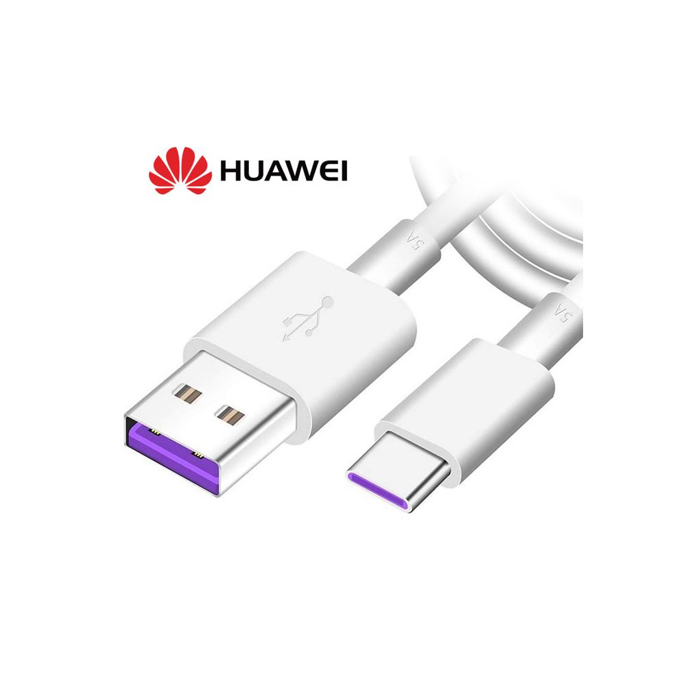 Câble de charge rapide Huawei USB Type C HL1289 AP71 5A 1 mètre Blanc pour Huawei P30 Pro