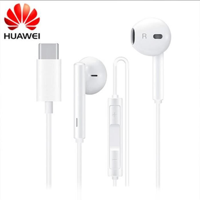 Casque filaire Original Huawei CM33 avec contrôle du volume pour Mate 10 20 P20 Pro et Xiaomi 2s 6x Mi8 - Blanc