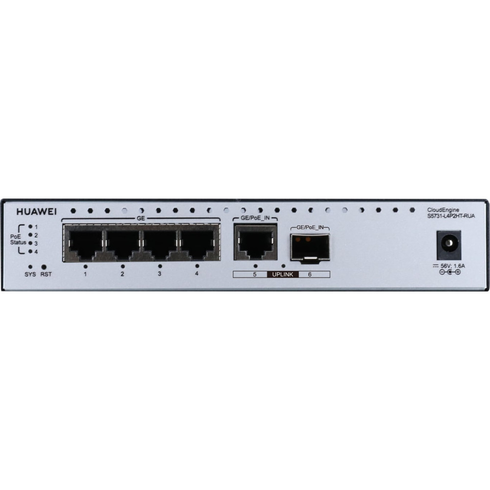 Huawei CloudEngine S5731-L4P2HT-RUA Géré L2 Gigabit Ethernet (10/100/1000) Connexion Ethernet, supportant l'alimentation via ce 