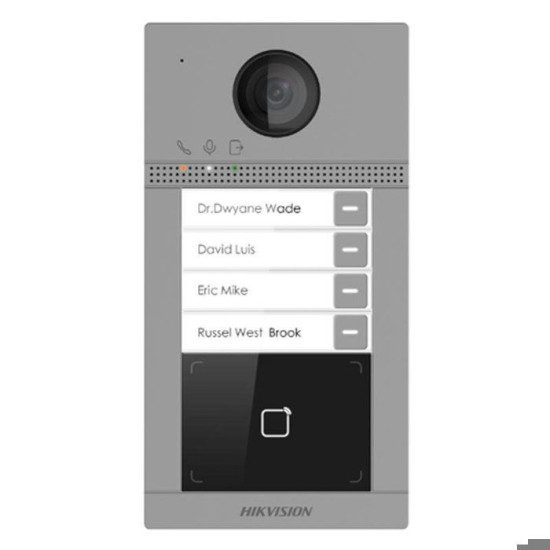 Interphone vidéo sans fil - Hikvision - DS-KV8413-WME1 - 4 boutons dappel - Lecteur de badge - Compatible NVR