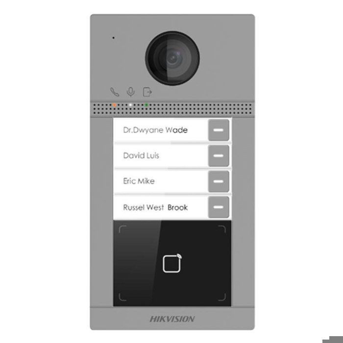 Interphone vidéo sans fil - Hikvision - DS-KV8413-WME1 - 4 boutons dappel - Lecteur de badge - Compatible NVR
