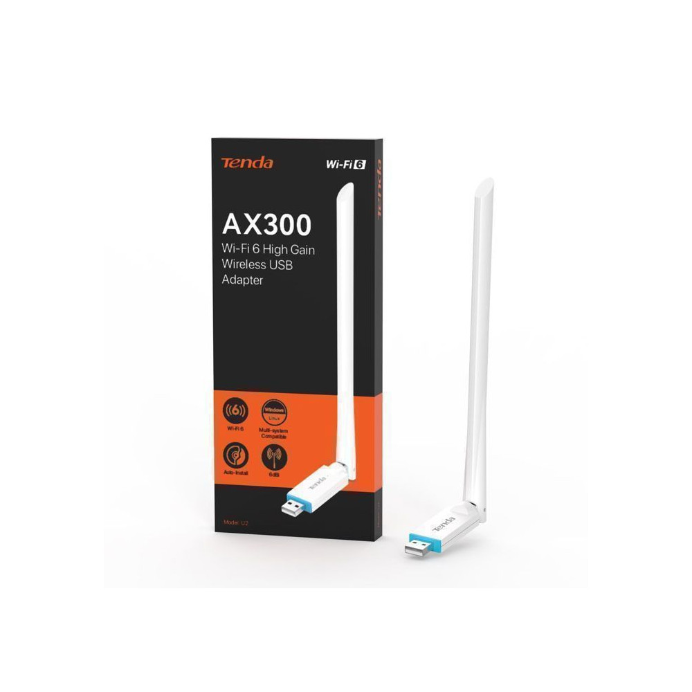 Tenda Clé WiFi Puissante AX300 Adaptateur USB WiFi pour PC Antenne WiFi 6dBi Soft-AP Windows7/10/11 U2