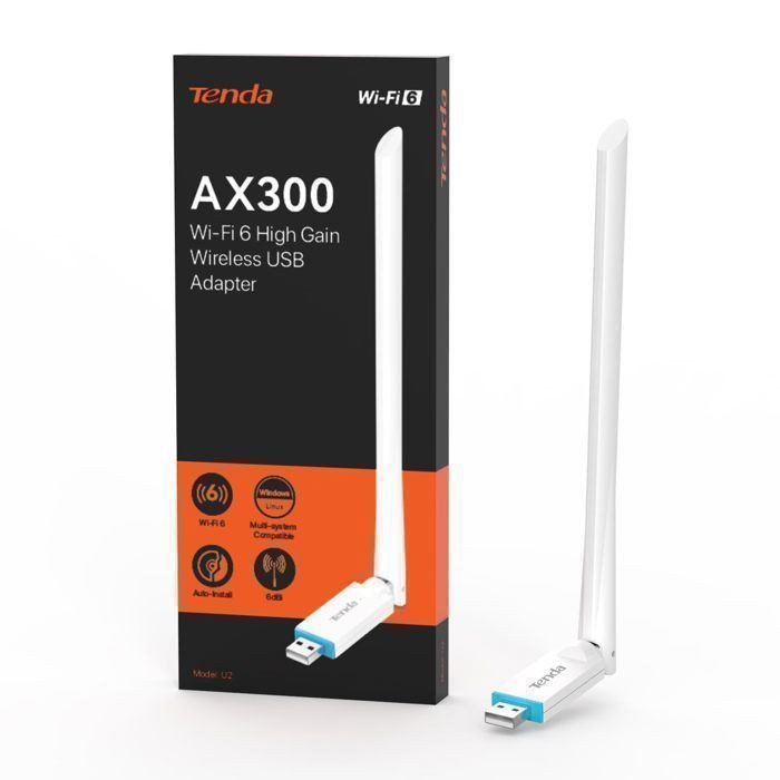 Tenda Clé WiFi Puissante AX300 Adaptateur USB WiFi pour PC Antenne WiFi 6dBi Soft-AP Windows7/10/11 U2