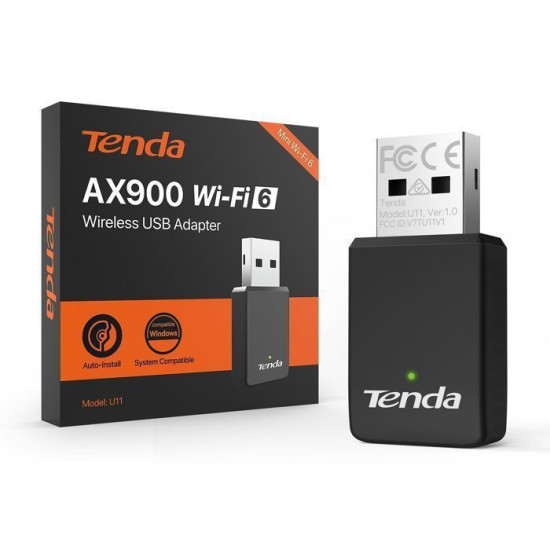 Tenda Clé WiFi Puissante AX900 Adaptateur USB Wi-FI pour PC Dongle WiFi Bi-Bande 5G/2.4G Soft-AP MU-MIMO Windows7/10/11 U11
