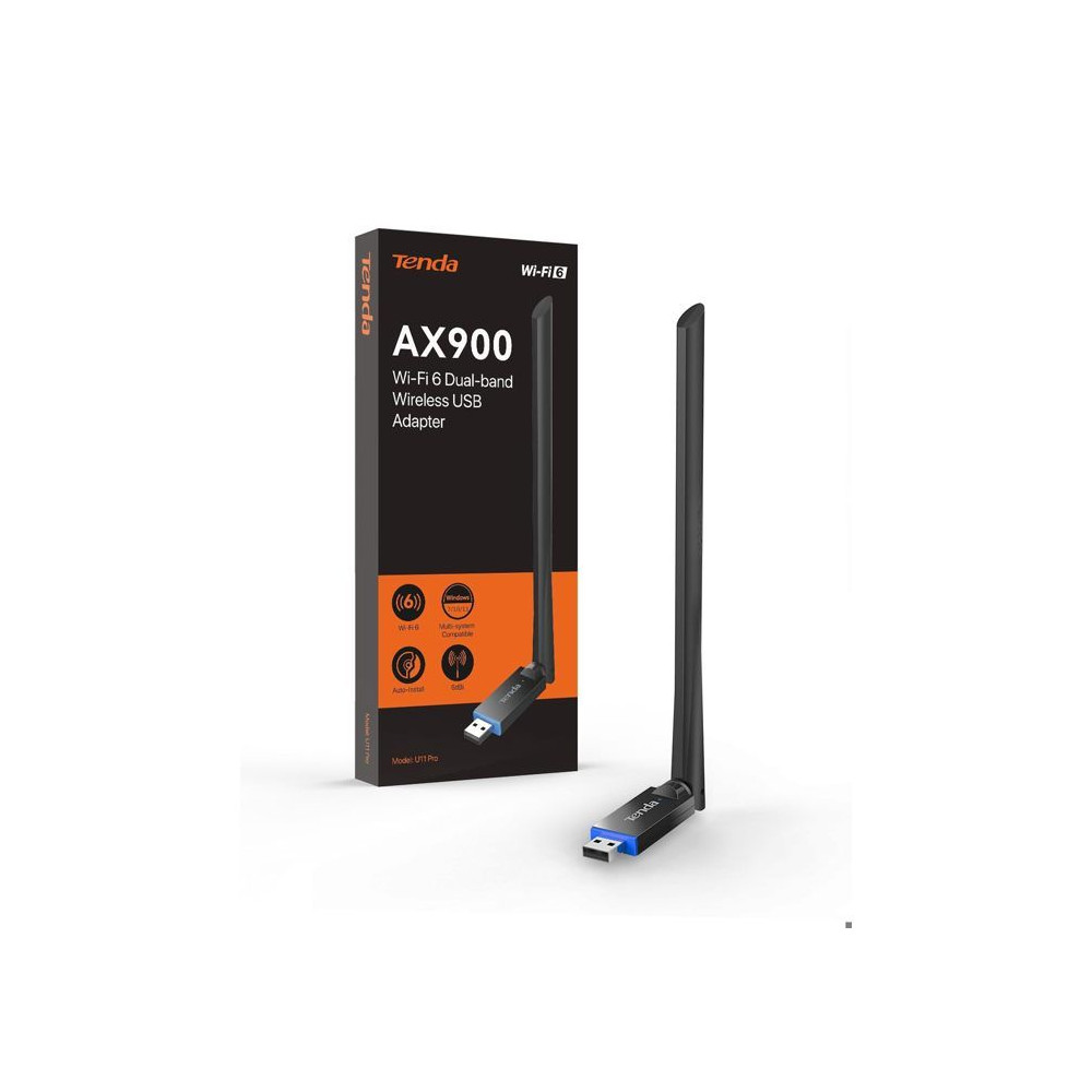 Clé WiFi USB - TENDA - U11 Pro - WiFi 6 - 900 Mbps - Antenne 6dBi - Double Bande