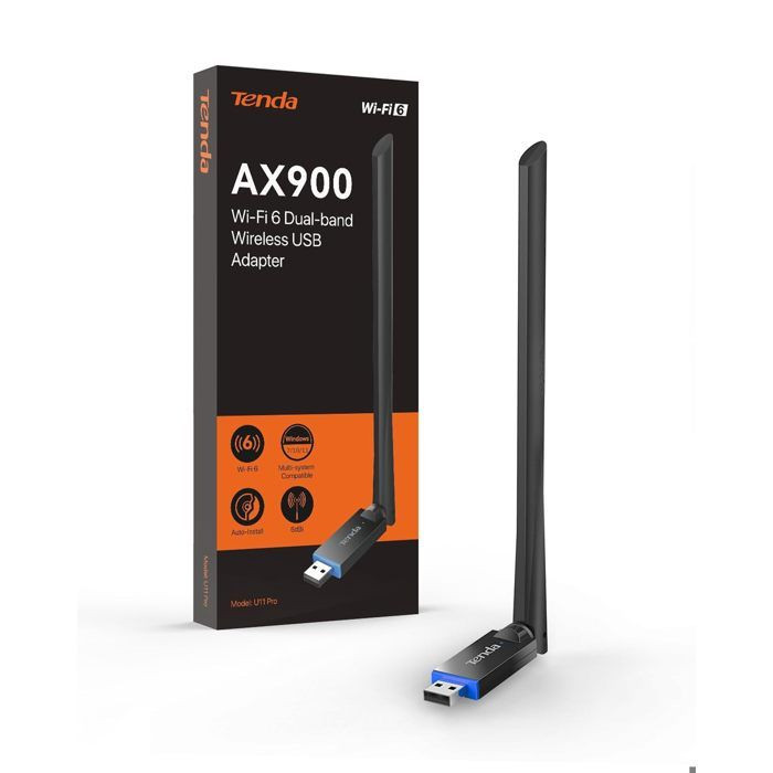 Clé WiFi USB - TENDA - U11 Pro - WiFi 6 - 900 Mbps - Antenne 6dBi - Double Bande