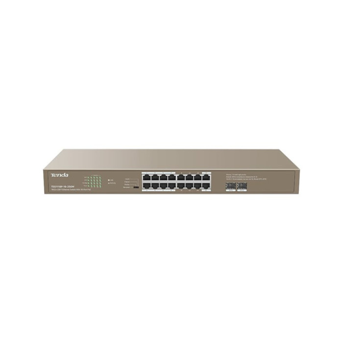 Tenda TEG1118P-16-250W commutateur réseau Non-géré Gigabit Ethernet (10/100/1000) Connexion Ethernet, supportant l'alimentation 