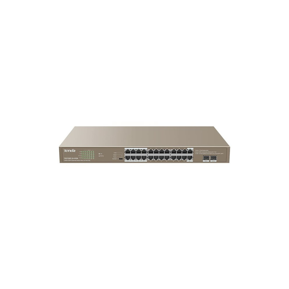 Tenda TEG1126P-24-410W commutateur réseau Non-géré Gigabit Ethernet (10/100/1000) Connexion Ethernet, supportant l'alimentation 