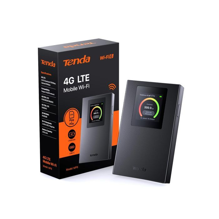 Tenda 4G Routeur Mobile WiFiHotspot Portable MiFiRouteur 4G SIMWiFi 6 AX300Batterie RechargeablePort USB-CWPA3Écran Couleu