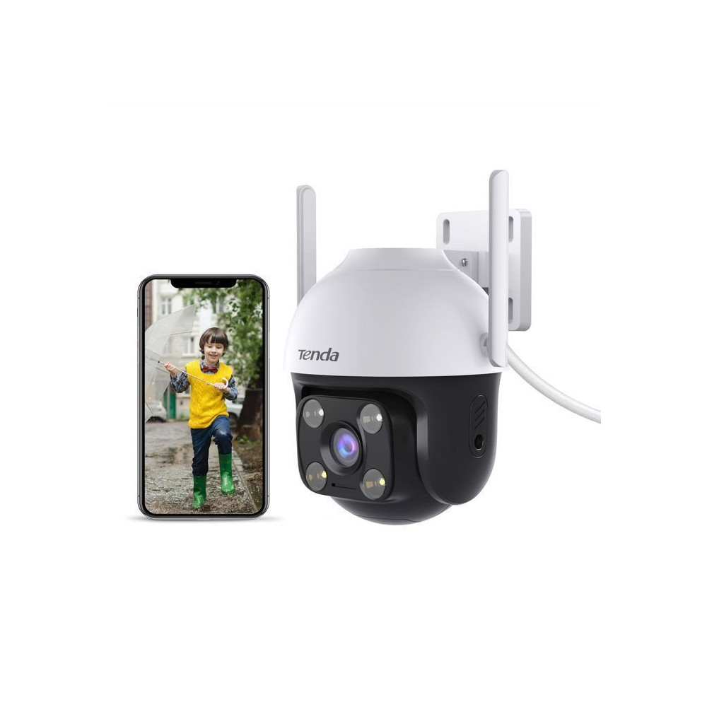 Tenda Caméra de Surveillance WiFi Extérieure sans Fil 25K 360° PTZ Vision Nocturne Couleur Détection IA Etanche IP65