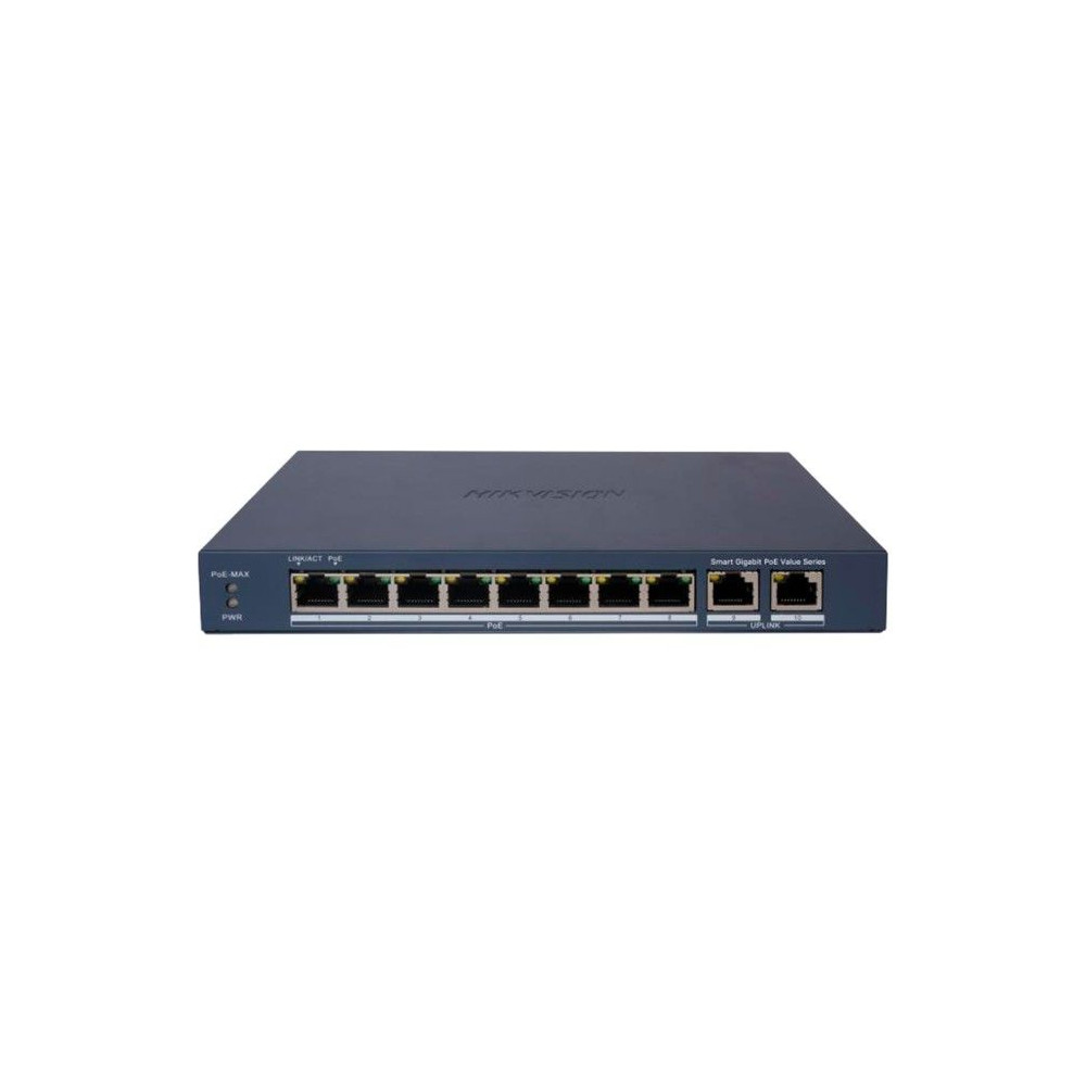 Switch Hikvision DS-3E1510P-EI/M(B) 8 Ports Gigabit PoE+ 802.3af/at + 2 Uplink