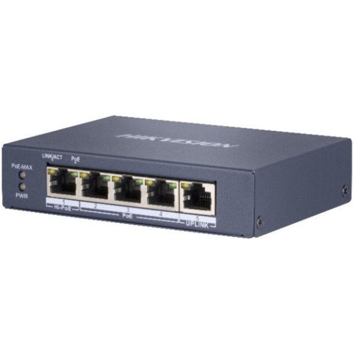 Przełącznik 4xpoe (1x Hipoe 60w), 1xuplink - Hikvision