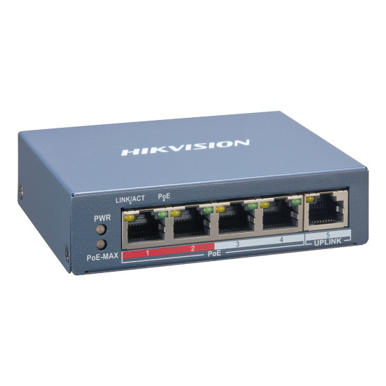 Hikvision DS-3E1105P-EI commutateur réseau Géré Fast Ethernet (10/100) Connexion Ethernet, supportant l'alimentation via ce port