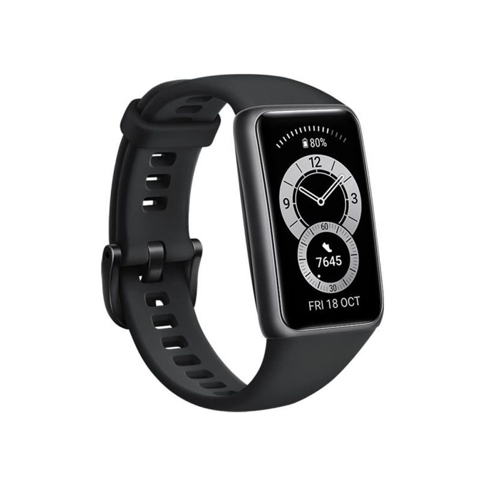 Bracelet connecté - HUAWEI - Band 6 - Écran AMOLED 147 - Autonomie 2 semaines - Noir