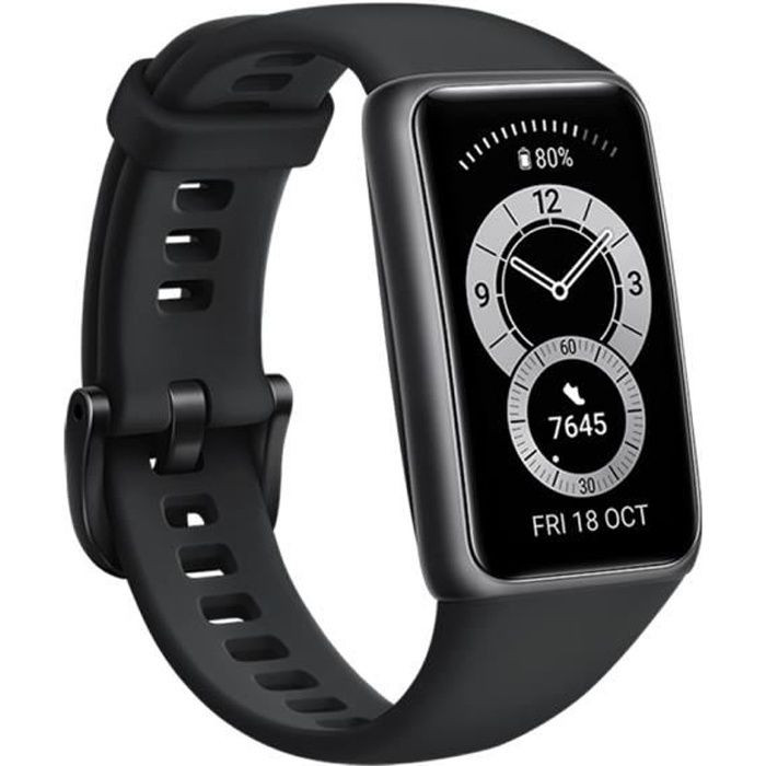 Bracelet connecté - HUAWEI - Band 6 - Écran AMOLED 147 - Autonomie 2 semaines - Noir