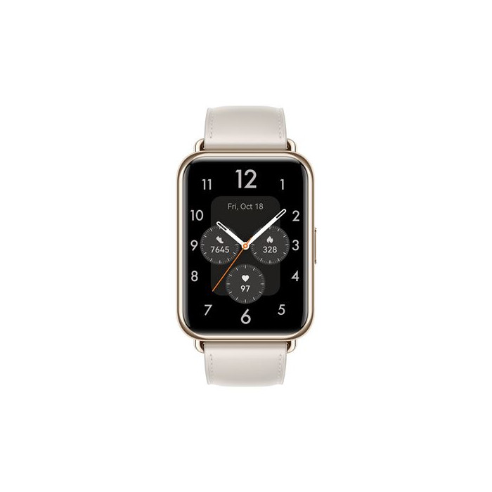 Montre connectée Huawei Watch Fit 2 Classic bracelet cuir Blanc