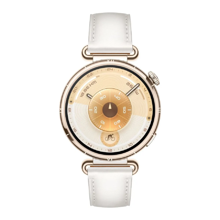 Montre connectée Huawei Watch GT6 41 mm Bluetooth Doré avec bracelet en cuir composite Blanc
