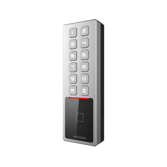 Contrôle d'Accès Hikvision Carte MF et PIN, IP65/IK08 TCP/IP, RS485 et Wiegand