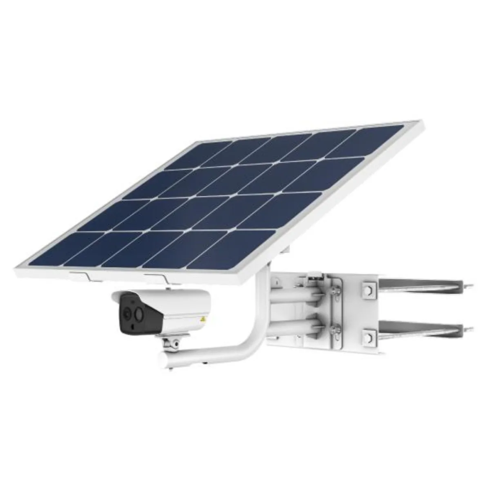 Caméra de Sécurité Thermique Solaire IP Double Hikvision Bullet PoE 4MP 4.3mm Extérieur IP67 - DS-2DE2C400IWG-K/4G/C09S20(2.8mm)