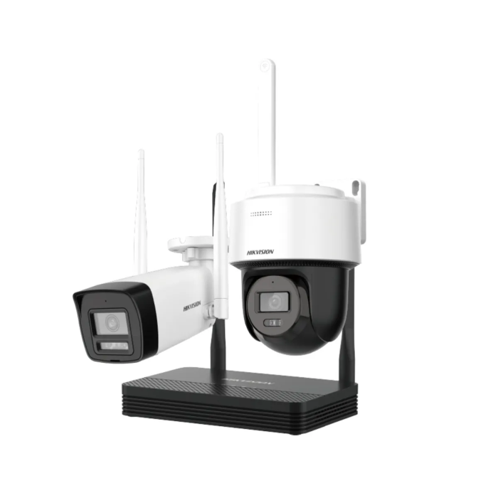 Kit de Vidéosurveillance Hikvision Caméra 4MP + Caméra PT 4MP + NVR IP 4 Canaux 6MP 2,8 mm