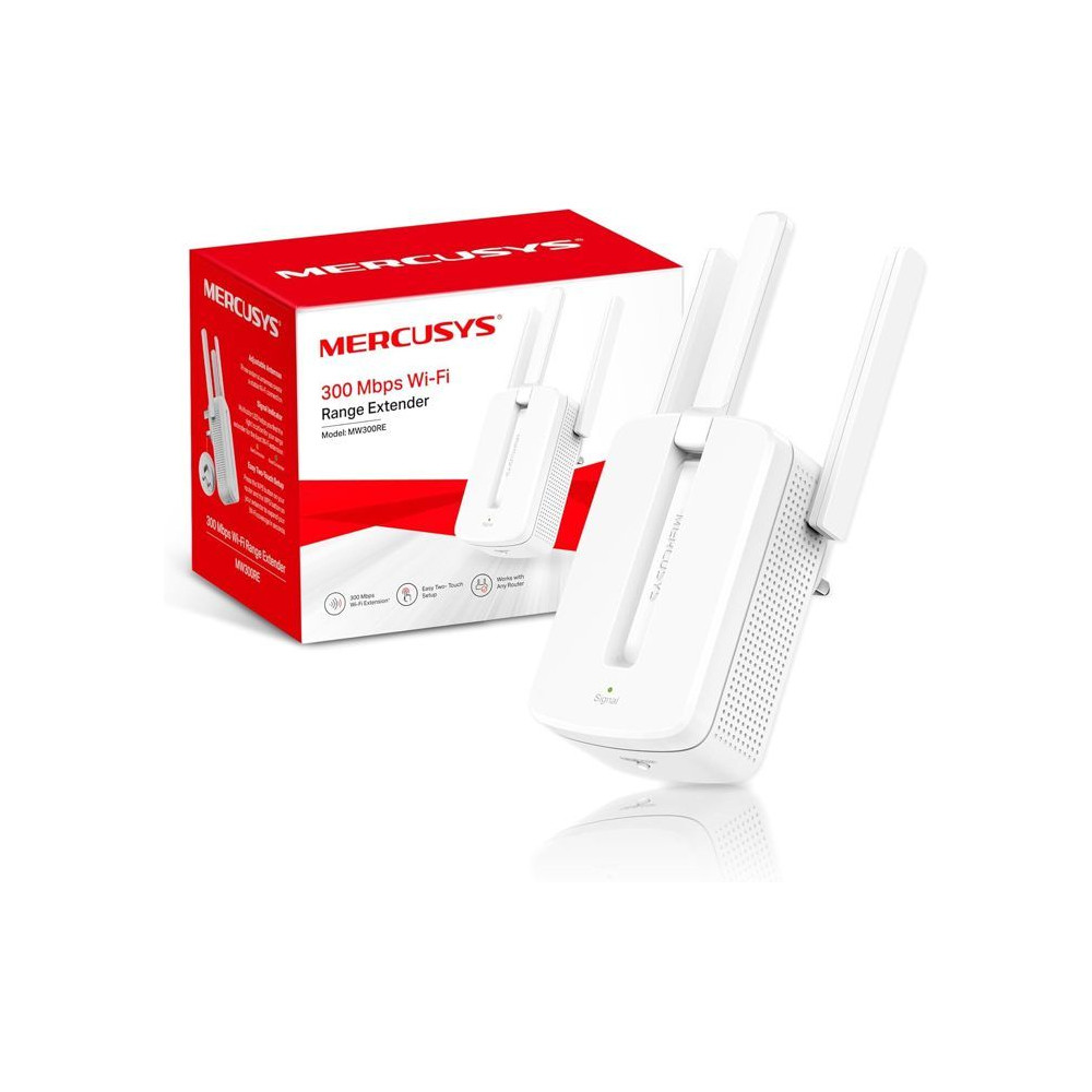 Répéteur WiFi 300 Mbps - MERCUSYS MW300RE - 3 antennes externes avec Technologie MIMO - Configuration Facile