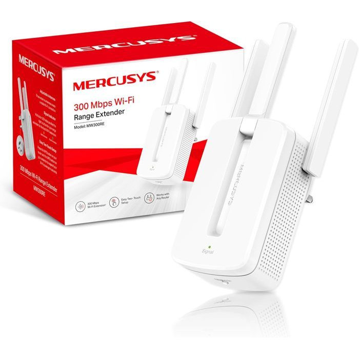 Répéteur WiFi 300 Mbps - MERCUSYS MW300RE - 3 antennes externes avec Technologie MIMO - Configuration Facile