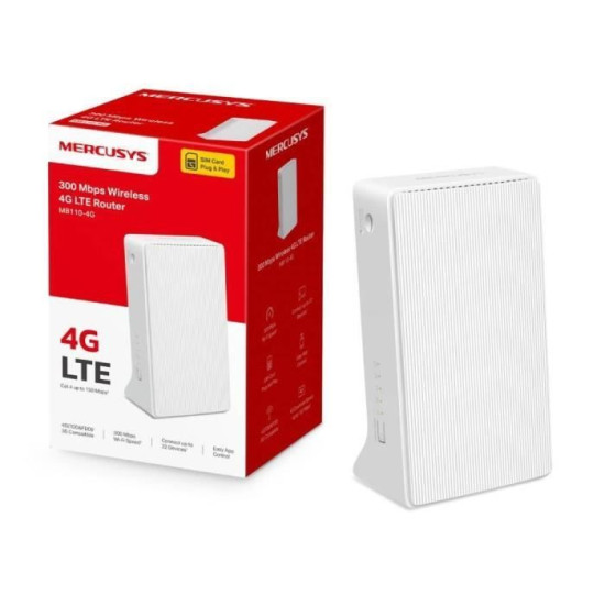 Routeur 4G WiFi N300Mbps Box 4G SIM 4G CAT4 - MERCUSYS MB110-4G - Vitesse Jusqu 150Mbps Configuration Facile