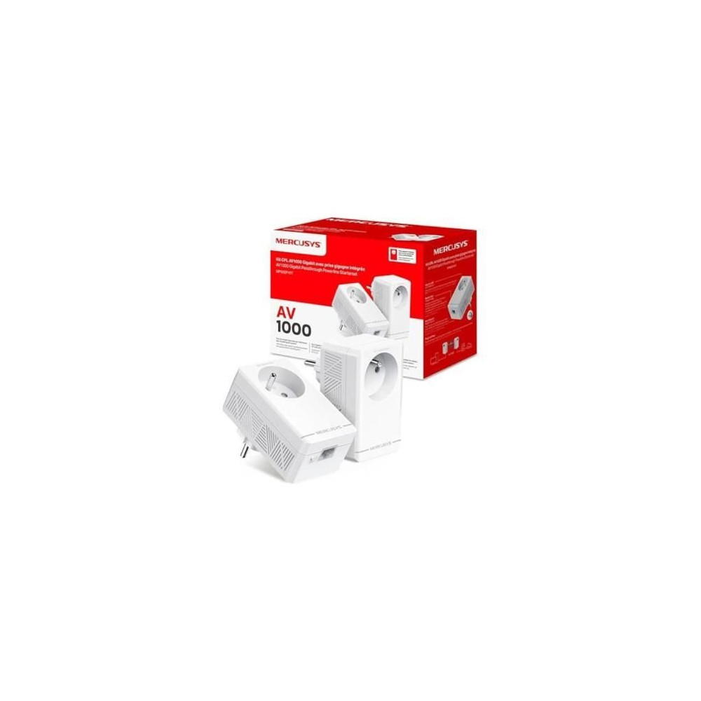 Kit CPL - MERCUSYS - MP500P - Vitesse 1000Mbps - Prise intégrée type F - Lot de 2